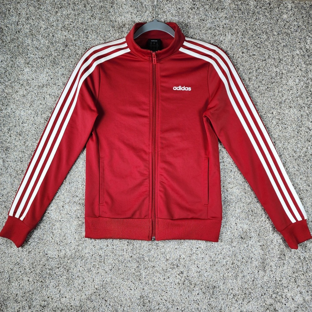 Adidas Track Jacket Womens XS Red 3-Stripe Full Zip Logo EK5594 Excellent
